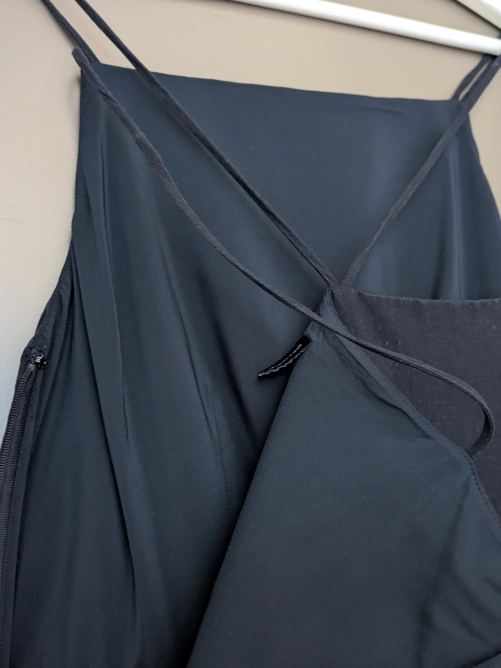 Theory Square Neck Voluminous Dress Caliver Linen Deep Navy Blue Crossback 4 - Picture 3 of 9